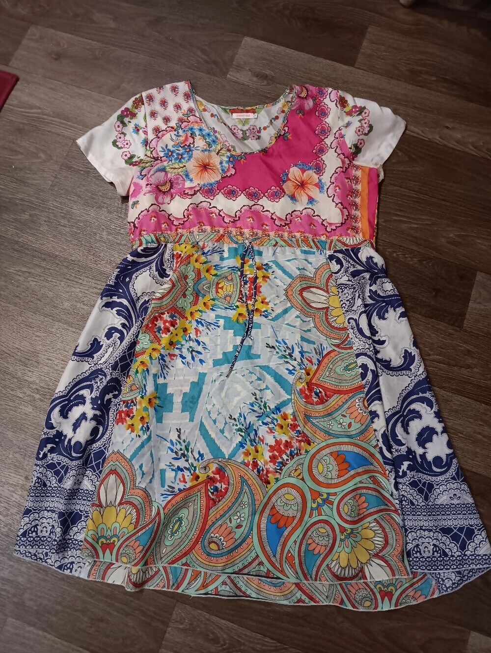 Johnny Was Pink Multicolor Floral Paisley Dress Sz M